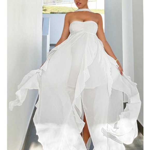 MODA ME COUTURE Dresses & Skirts - Stunning! Ruffle Trim Draped Tube Dress